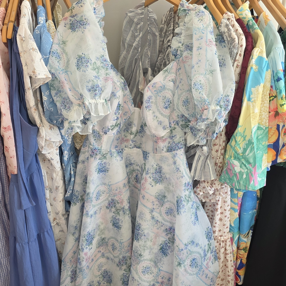 Selkie Blue Floral Mini Dress